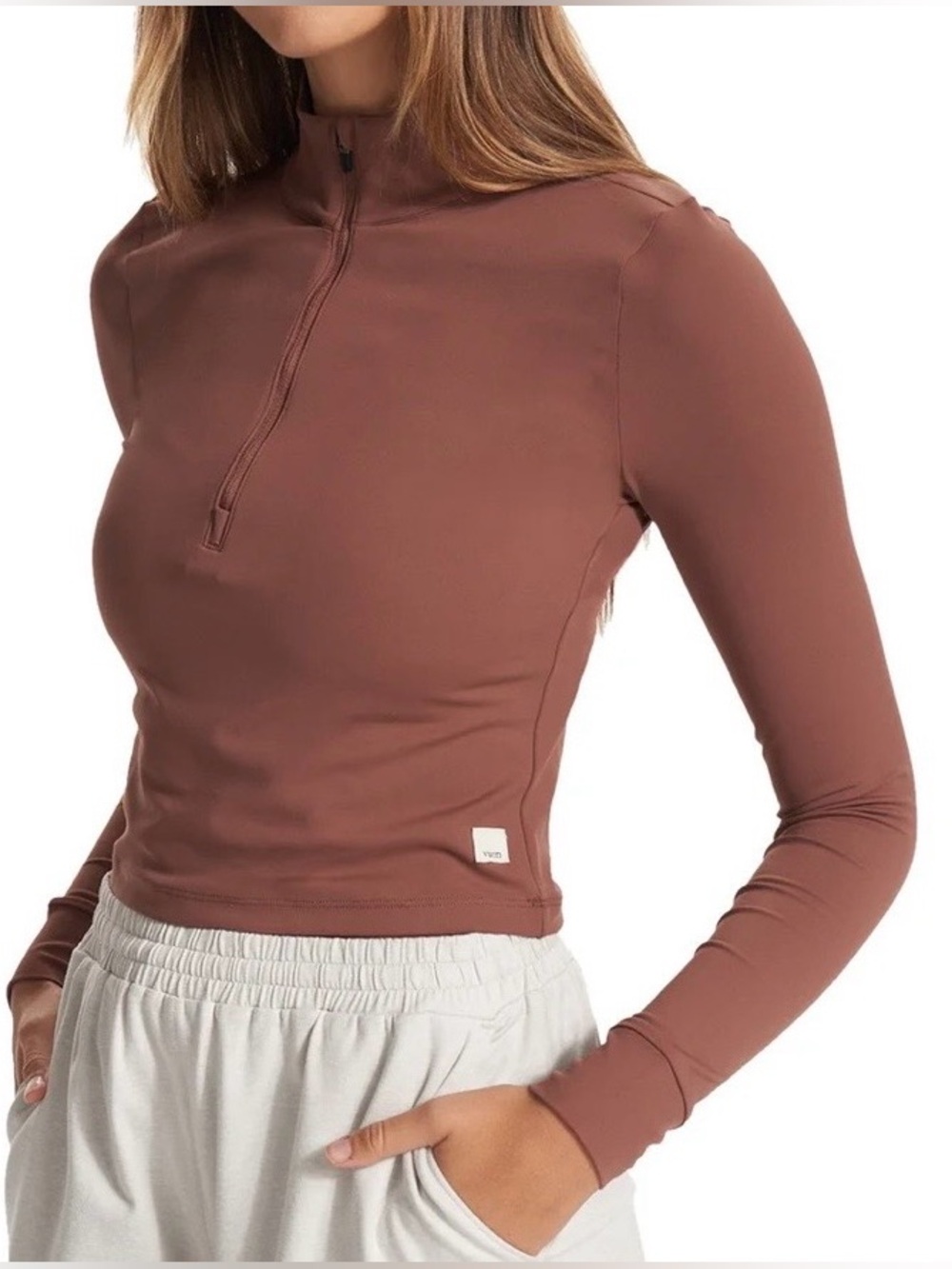 Vuori studio half zip Pullover Top Hazelnut Size Small